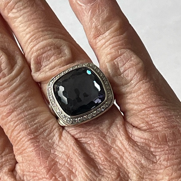 David Yurman 11mm Black Orchid & Diamond Albion Ring - Size 5 1/4 - Picture 2 of 10